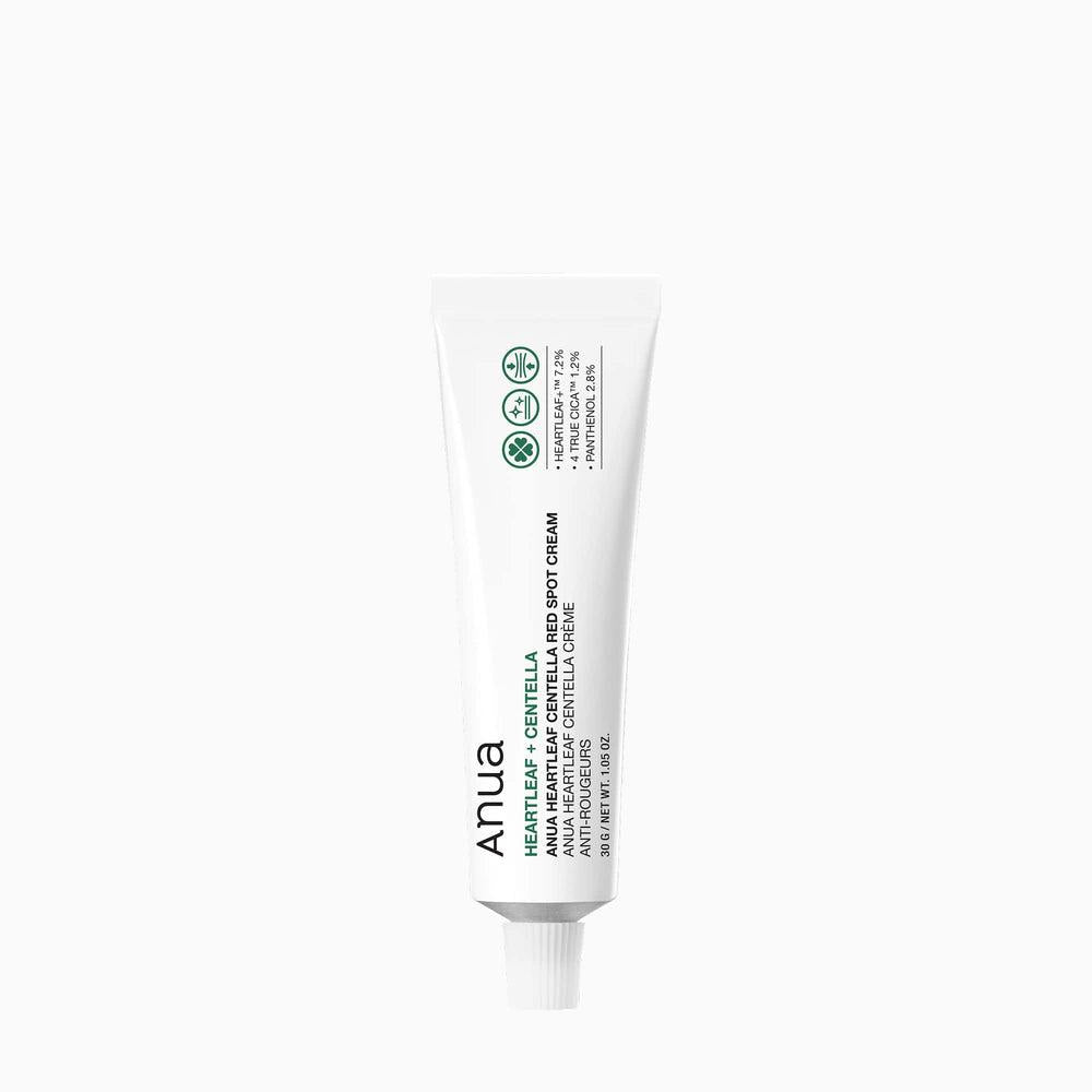 Anua Heartleaf Centella Red Spot Cream, a soothing 30g Korean moisturizer for red spots and blemish-prone skin.