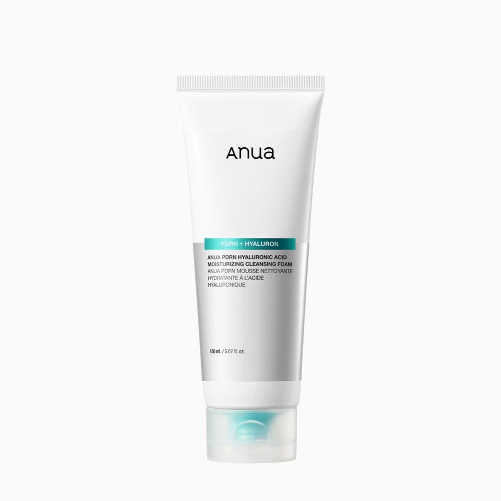Anua Hyaluronic Acid Moisturizing Cleansing Foam, a gentle 150ml Korean PDRN face wash for dry, sensitive skin.