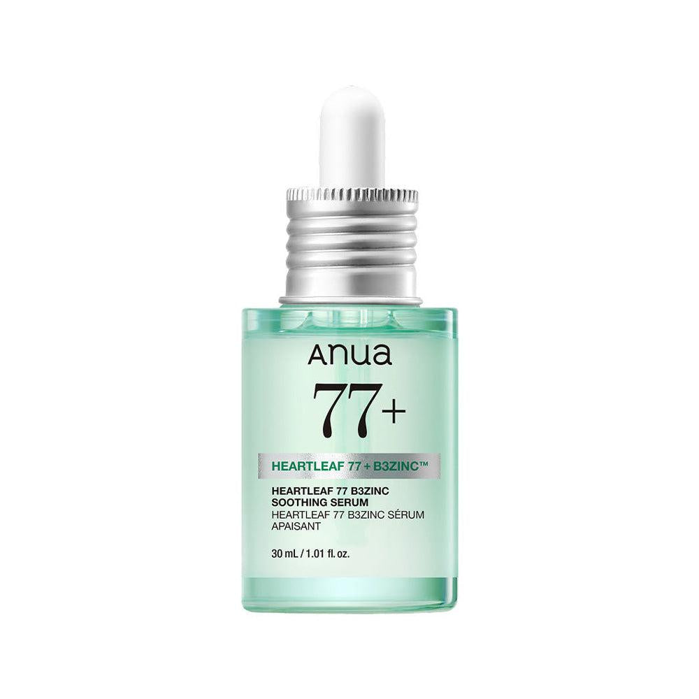 Anua Heartleaf 77% B3 Zinc Soothing Serum, a niacinamide and heartleaf serum that calms and balances skin.