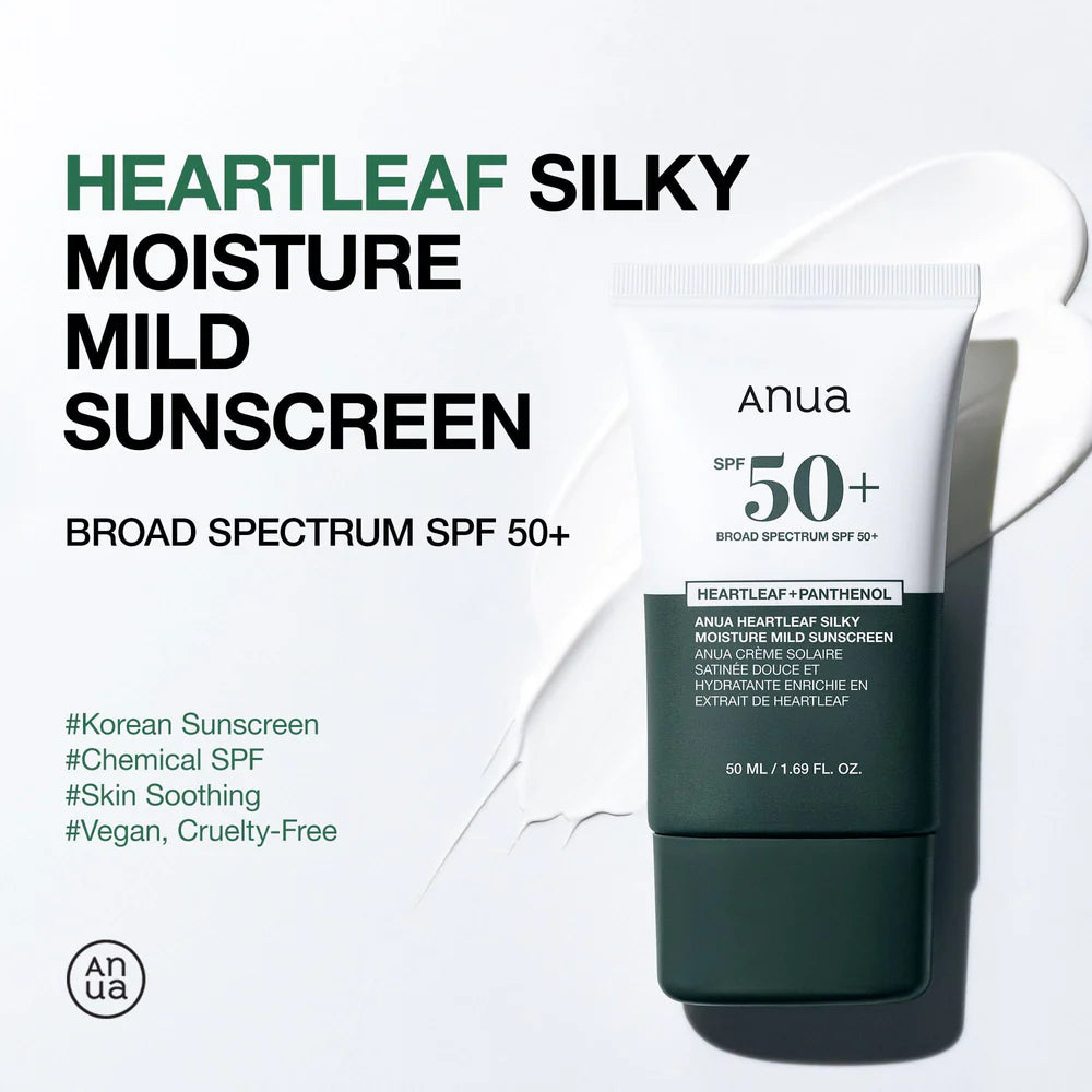 Anua Heartleaf Silky Moisture Mild Sunscreen SPF 50