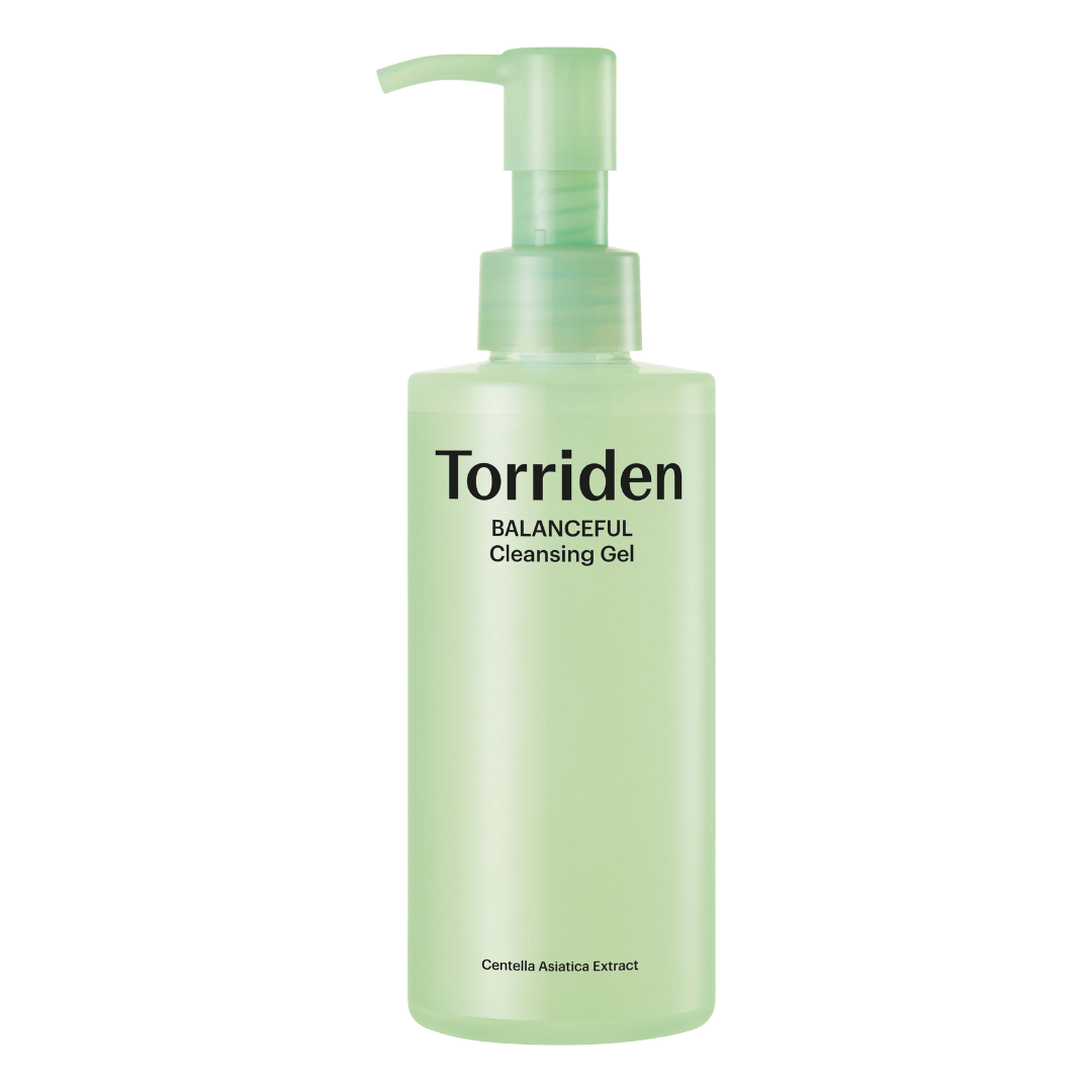 Torriden Balanceful Cica Cleansing Gel, a gentle low-pH cica gel cleanser with LHA that soothes and balances skin.