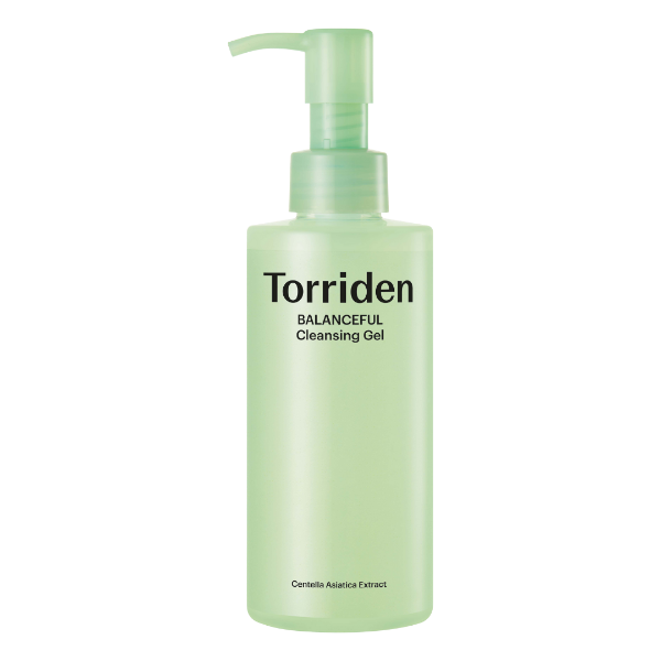 Torriden Balanceful Cica Cleansing Gel, a gentle low-pH cica gel cleanser with LHA that soothes and balances skin.