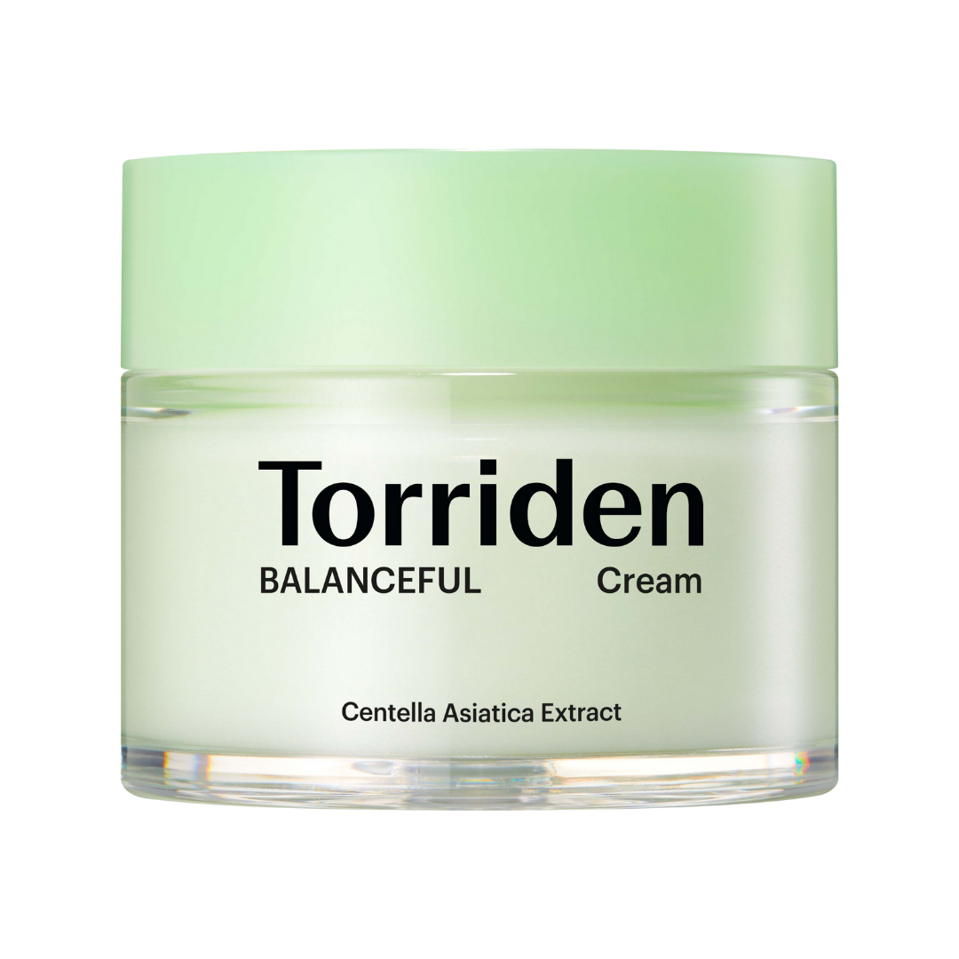 Torriden Balanceful Cica Cream, a fragrance-free cica gel-cream that soothes and hydrates sensitive skin.