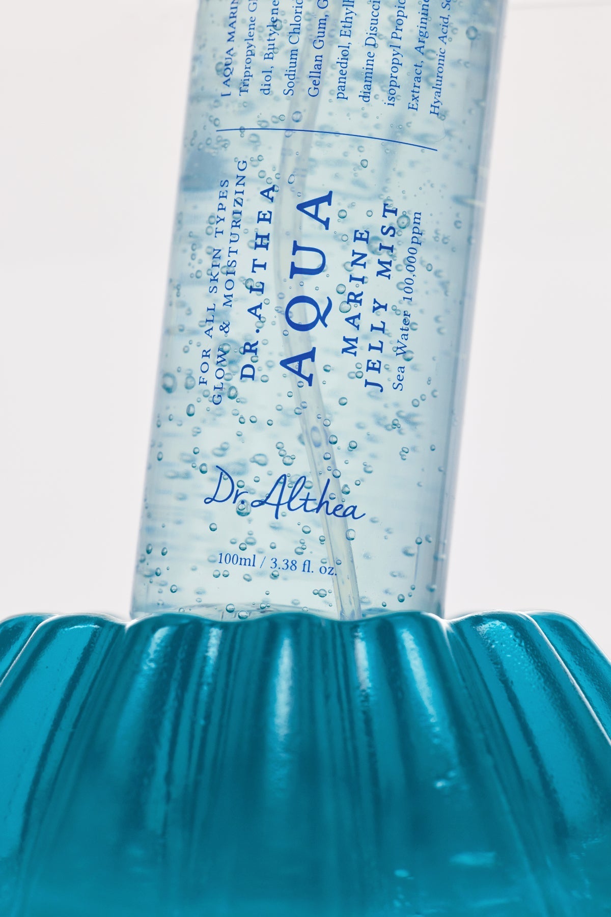 Dr. Althea Aqua Marine Jelly Mist, a hyaluronic acid and PDRN hydrating facial mist.