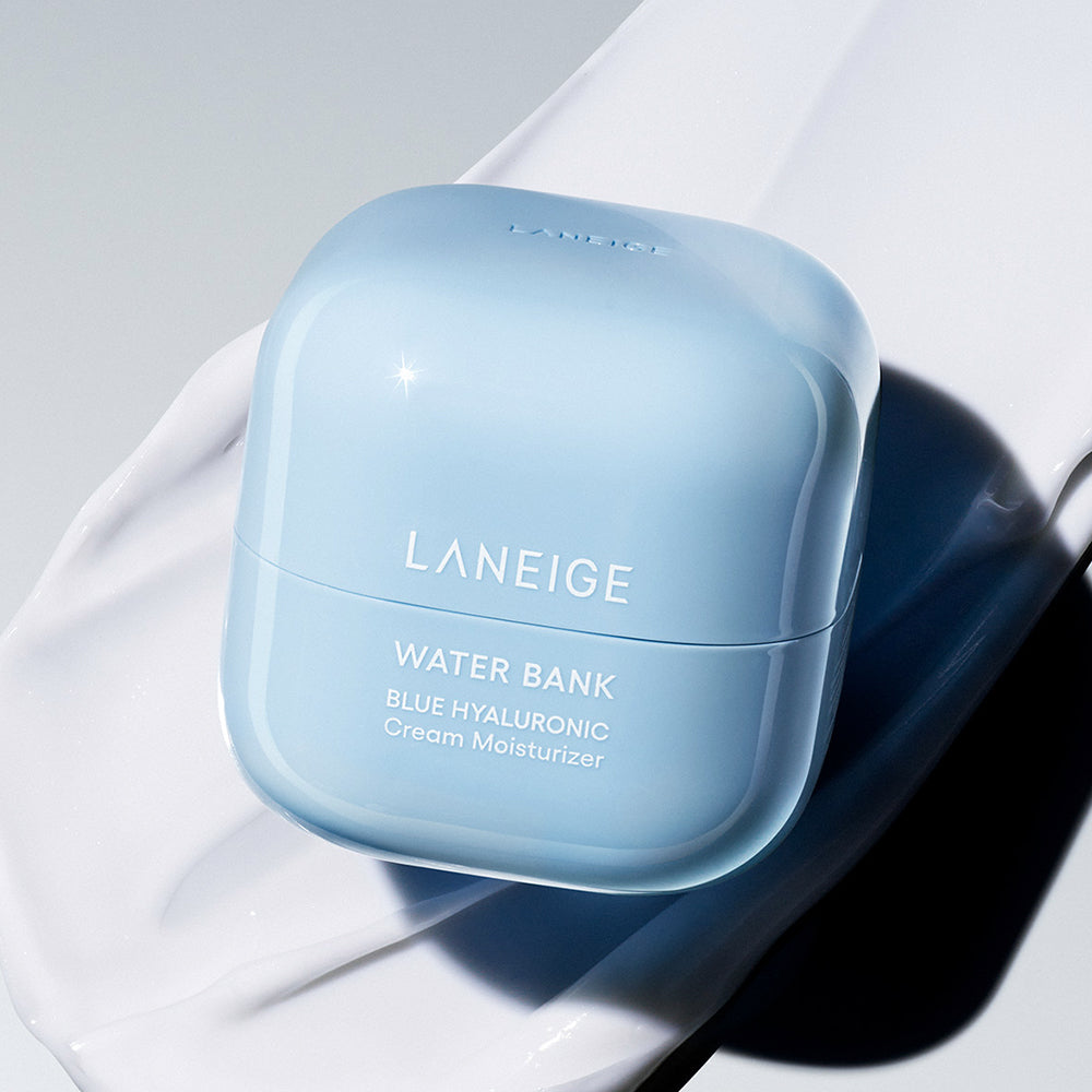 LANEIGE Water Bank Blue Hyaluronic Cream Moisturizer, a barrier-boosting 50ml Korean moisturizer for normal to dry skin.